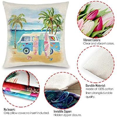 Binfemcy Summer Beach Pillow Covers Hawaii Tropical Decorative Throw Pillows Coconut Palm Tree Nautical Cushion Case for… 5138E hus L. SS400