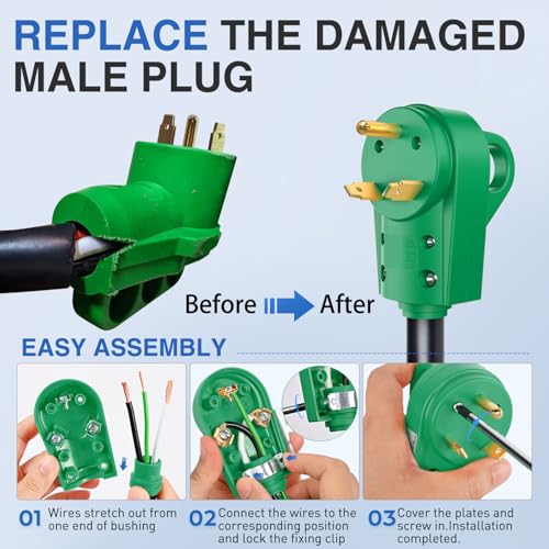 Image of Nilight 30 Amp RV Male and Female Plug Set | 125 Volt Heavy Duty TT-30P and TT-30R Receptable ETL Listed for Electrical Camper Caravan Motorhome Van Trailer