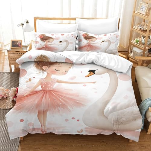 Housse de couette ballerine 140x200 parure de lit microfibre imprimée - 3