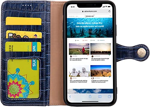 Étui portefeuille iPhone 14 Pro Max protège écran rabat bleu - 3