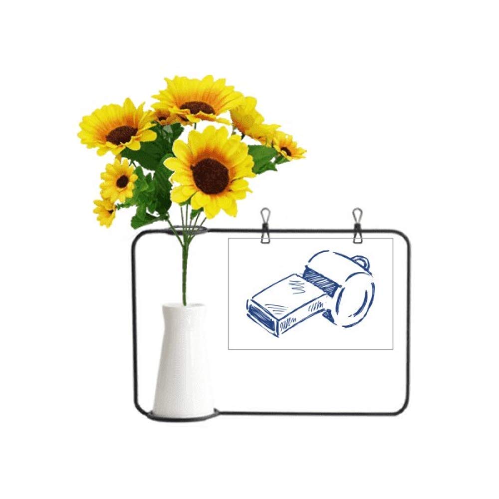 Sifflet de football bleu coffret cadeau avec tournesol artificiel gourde et carte