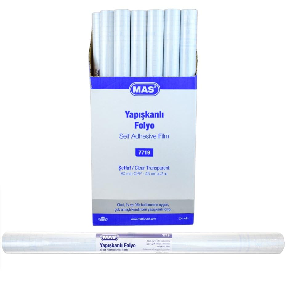 Mas Yapışkanlı Pvc Rulo 80 Mic.45 * 200 cm Şeffaf 7719