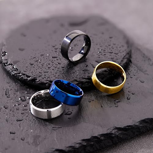 Mens Rings Wedding Band, Stainless Steel Rings for Men, Simple Brushed Waterproof Non-Tarnish Jewelry Size 6-152