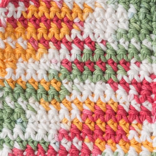 Image of Lily Sugar'n Cream 100% Cotton Yarn 6-Pack Bundle with Bella's Crafts Stitch Markers (Orange, Pink, Yellow Mix)