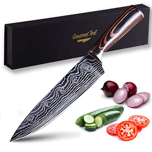 Chef Knife 8 Inch by Gourmet Tool - Sharp German High Carbon Stainless