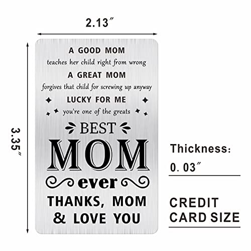 TGCNQ Greeting Card: Best Mom Ever - Mother's Day, Christmas, Valentine's Gift Metal Wallet Card Insert2