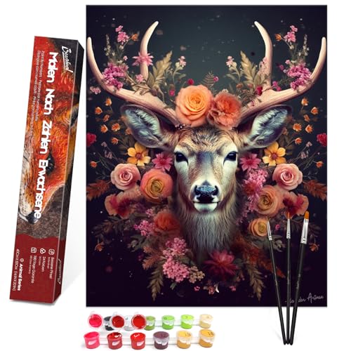 Bougimal Malen Nach Zahlen Erwachsene Tiere Ohen Rahmen inklusive Pinsel...