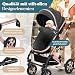 KESSER® Loops 4 in 1 Kinderwagen Kombikinderwagen Komplett-Set inkl. Babywanne & Buggy Sportsitz & Auto-Babyschale Voll-Gummireifen Wickeltasche Regenschutz Kindertisch ECE R129, Schwarz/Rosé Gold