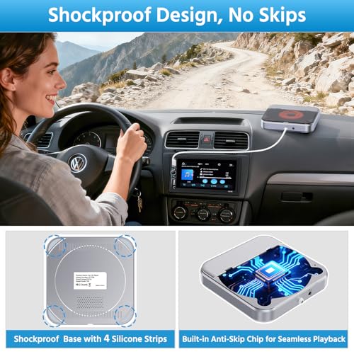 Portable CD Player for Car with USB/AUX Port, CENXINY USB CD Player Compatible with Car Radio Stereo,Universal for Vehicle,Laptop, TV,Computer,with 1 M AUX Cable/1.5 M USB Extension Cable/Adapter by CENXINY - Image 3
