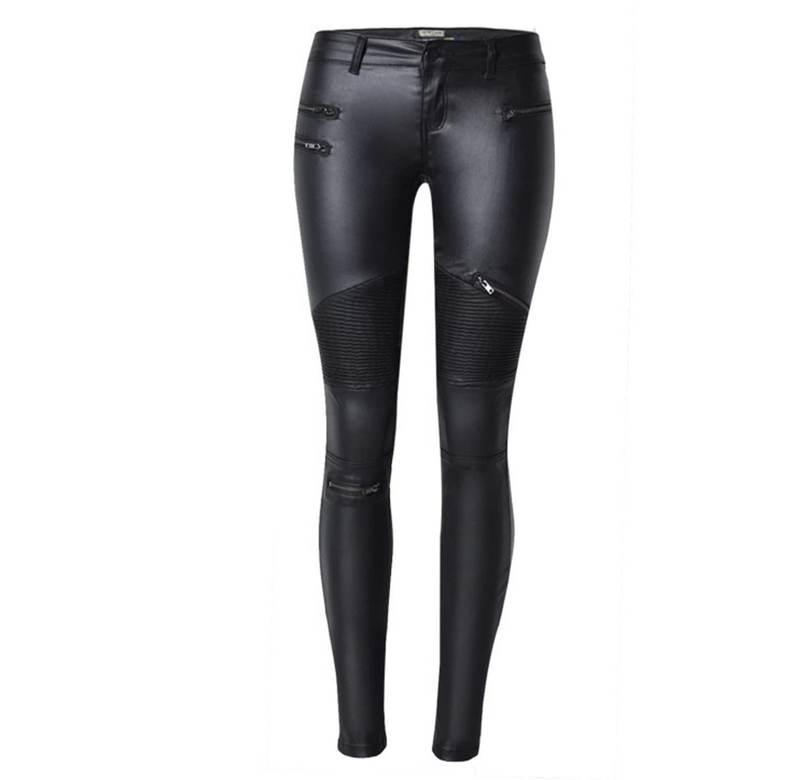 Faringoto Damen Pu Slim Pants Kunstleder Stretch Skinny Jeans Bleistifthose Bikerhose