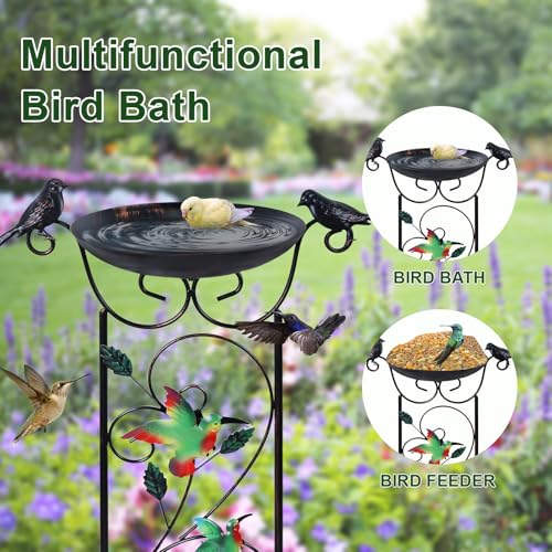 hogardeck 2 Pack 35” Metal Bird Bath with Garden Trellis for Climbing Plants Outdoor, Vintage Hummingbirds Decorative Birdbath, Garden Decor Metal Plant Support for Climbing Flowers by hogardeck - Image 3