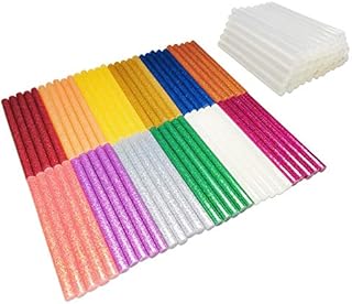 FZGUSYAF 120 Hot Glue Sticks 7x100mm, 60 Transparent and 60 Glitter Color for 7mm Hot Glue Gun - 13 Popular Colors