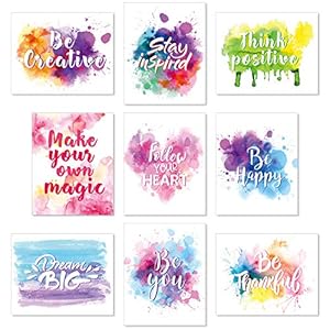 Outus Set of 9 Watercolor Inspirational Wall Art P...