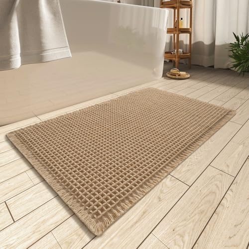 AMOAMI Upgraded Waffle Bath Mat, Super Absorbent Non Slip Bath Mats for Bathroom Floor, Ma...
