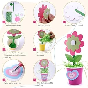30 Packs Mothers Day Flower Paper Pot Craft Kits for Kids Make Your Standing Spring Flower Craft Kits Paper Cup Arts Crafts Decorations for Mom Fun DIY Decor Home School Art Activities for Kids