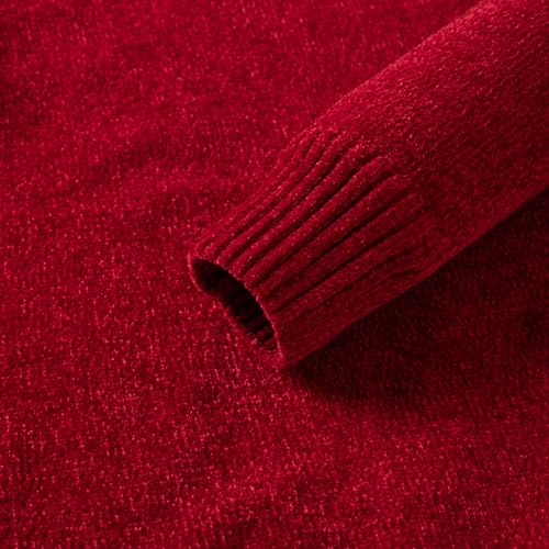 Image of Simple&Opulence Women's Chenille Sweater Crewneck Long Sleeve Pullover Ribbed Cuff Hem Round Neck Jumper Tops