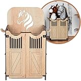 Hoofly Hobby Horse Establo – Accesorio práctico con Puertas, Almacenamiento y Ganchos/Establo de Madera para 2 Caballos de Palo/Soporte Fuerte para 2 Hobby Horses