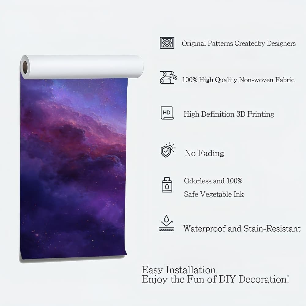 Carta Da Parati Fotografica Bambini 250x175 cm Onirico Galassia Universo Carta da Parati Panoramica Fotomurali in TNT Murale Viola Poster Gigante Design per Camera Ragazzo Ragazza