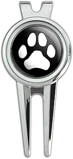 GRAPHICS & MORE Paw Print Dog Cat White on Black Golf Divot Repair Tool and Ball Marker