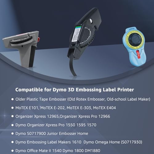 Ruban gaufrage Dymo 520102 compatible résistant à l'usure blanc sur rouge 19mm MoTEX E101