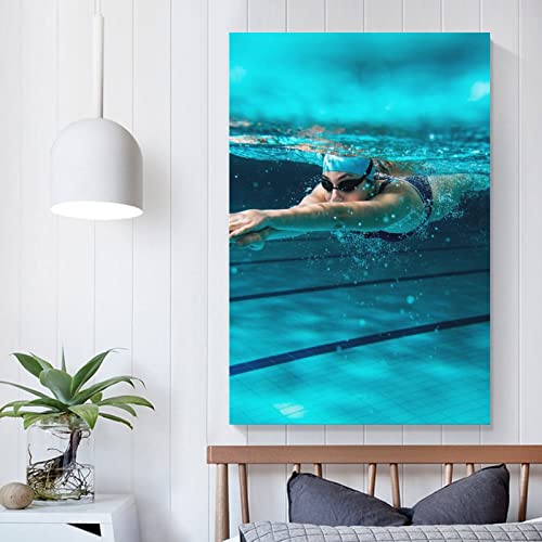 Inspirational Swimming Sport Poster Canvas Wall Art Prints For Wall Decor Room Decor Bedroom Decor Gifts 16X24Inch(40X60Cm) Unframe-Style #TOP4