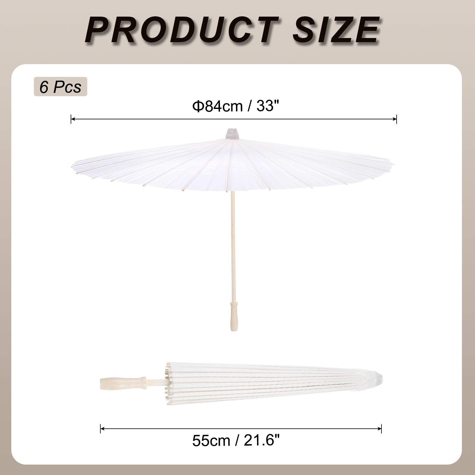 QUARKZMAN 6 Parapluies en Papier, 33" Parapluie en Papier DIY Parapluies Peints À l'huile pour Accessoires De Photographie Décoration De Mariage Fête Artisanale, Blanc