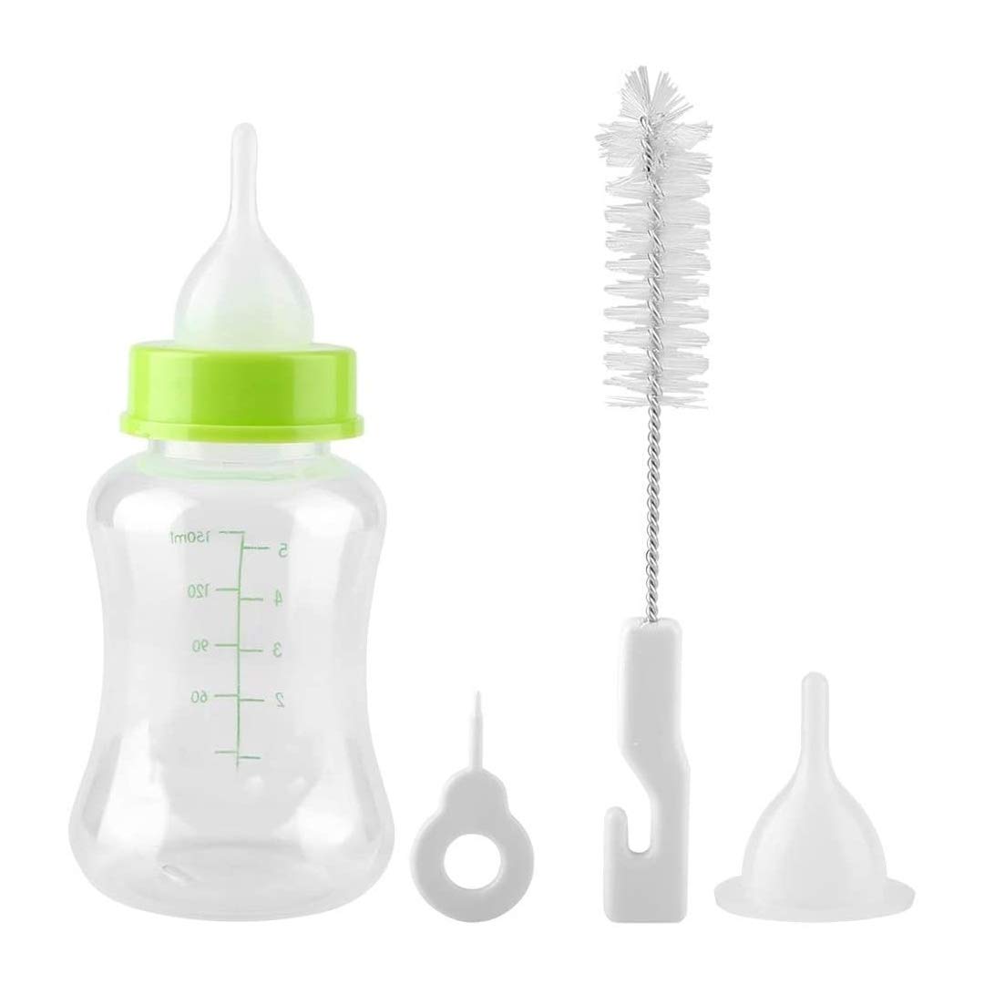 Petlicious & More Pet Nursing Kit Milk Bottle 150 ml with Extra Nipple, Bottle Cleaner & Hole Pin- Color May Vary