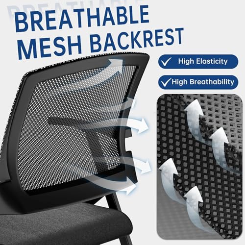 Image of Folding Office Chair with Wheel,Conference Room Chairs with Smooth Armrest-Mesh Back,Rolling Stackable Foldable Desk Chair for Guest Reception Meeting Classroom Training Seminar (50, Black)