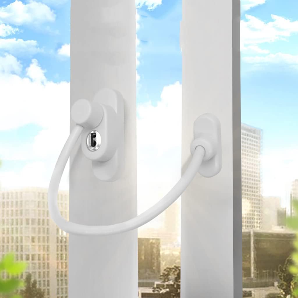 Serrature per finestre e Sicurezza delle finestre, Limitatore di Finestra con Chiavi e Viti, limitatore Cavi for finestre Porte Blocco Sicurezza(Black C)