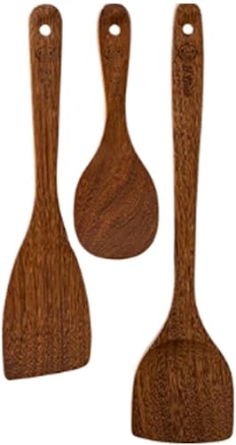 TREXD - Espátula de madera para cocinar resistente a altas temperaturas antiadherente mango largo espátula de madera