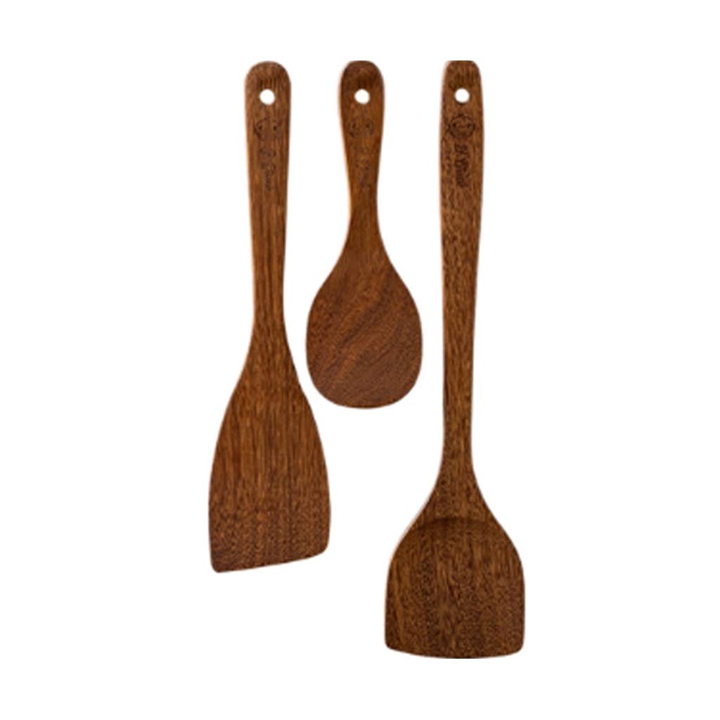 Spatule en bois pour la cuisson résistante aux hautes températures et antiadhésive, manche long