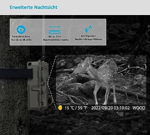 Meidase S950 4G LTE Wildtierkamera, 32MP 1296P, 30m Nachtsicht, 0.1s Bewegungserkennung, IP66...