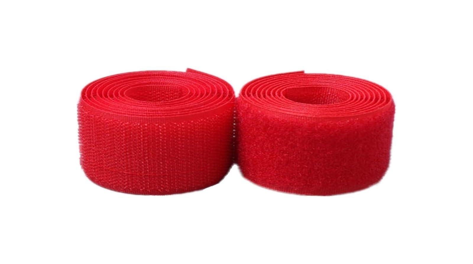dfEDRd Sew On Hook and Loop Strips, 38MM,Non self adhesive nylon strips fastener(Red,38MM x 10 Yards)