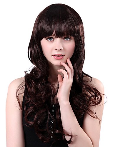 Preisvergleich Produktbild Flügel ohne Kappe, lang, gelockt, Synthetik, Braun