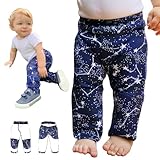 Sandra Aris Baby Crawling Pants with Knee Protection, Infant Crawling Leggings, Soft Stretch Cotton (Super Star, 12 Months)