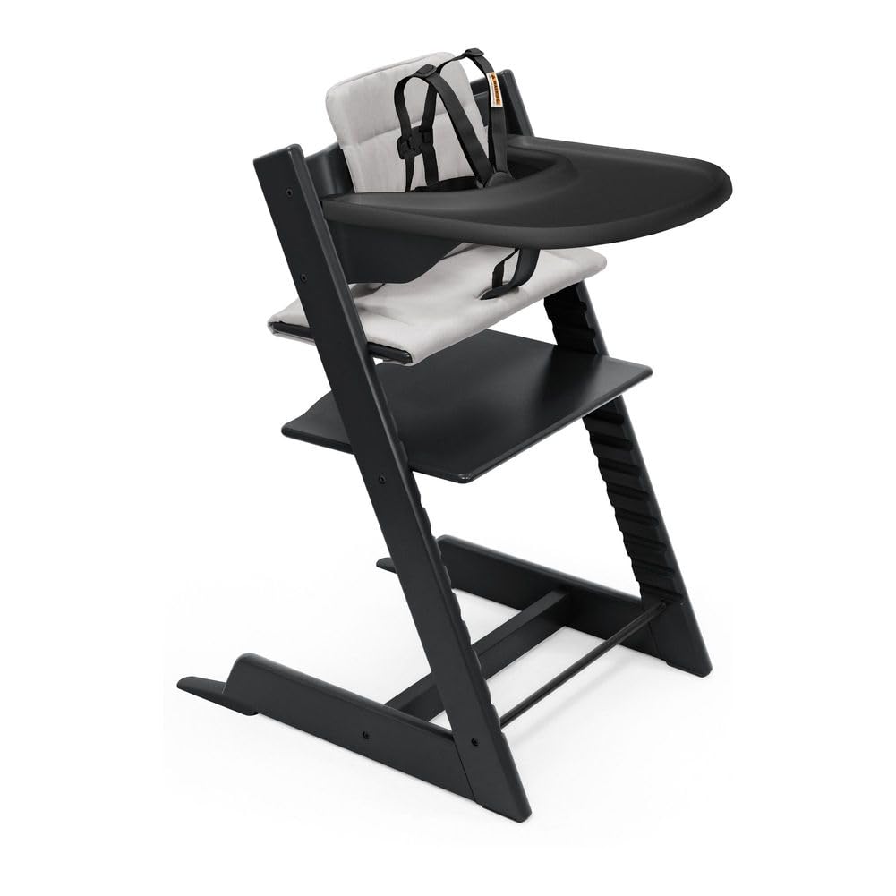 Stokke Tripp Trapp High Chair2 with Cushion and Table Tray - Black with Black Tray