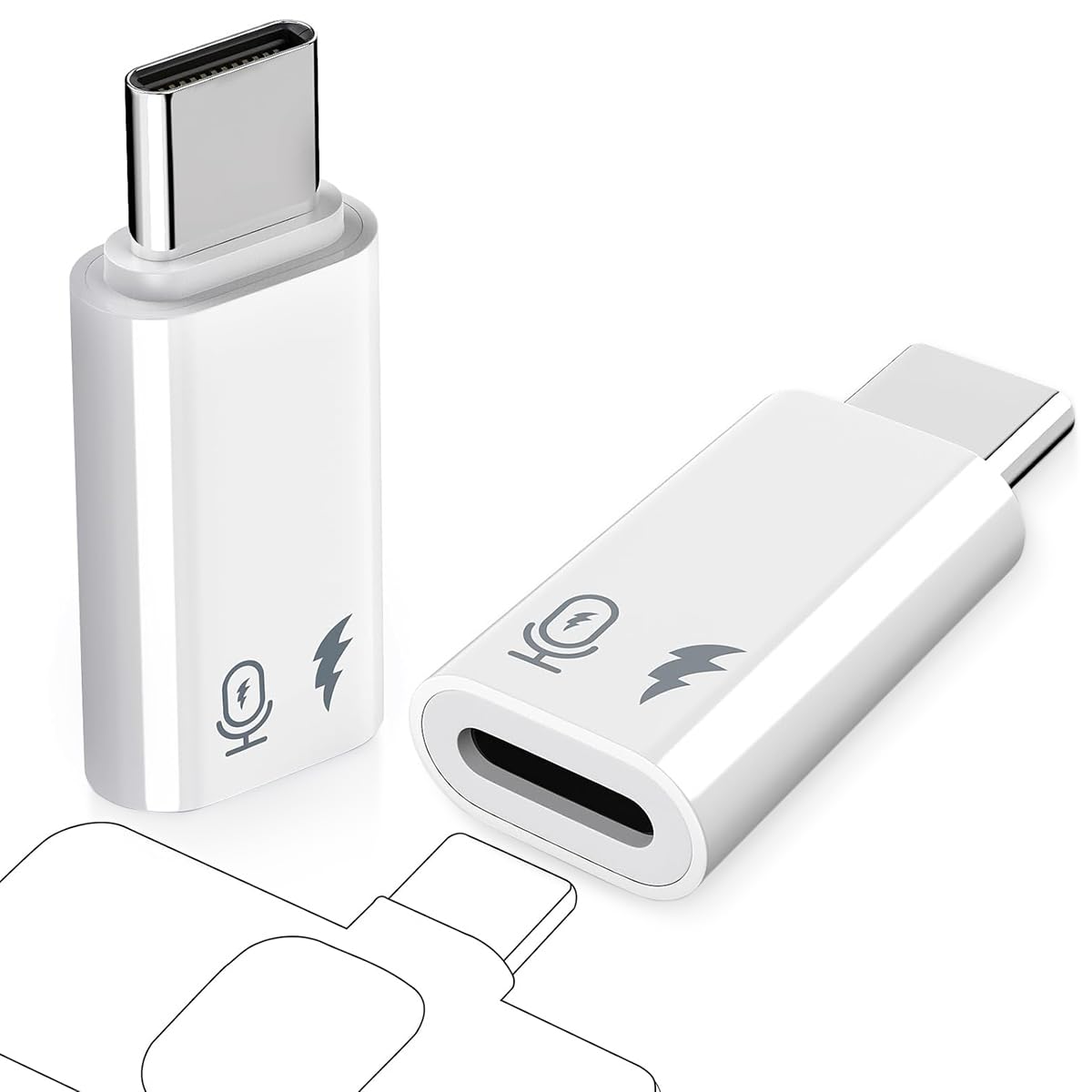 Verilux® 2Pcs Microphone Audio Adapter for iPhone, Lighting Female to Type C Male Adapter Aluminum Alloy Audio Adapter for Lavalier Mic, Receiver, Sound Card, Not for Earbuds or Wired Earphone-image-24