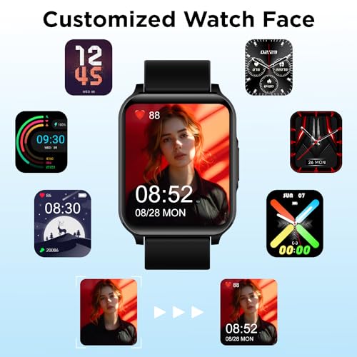 Image of BENIO Smart Watch for Men and Women, 1.69 inch Fitness Tracker, 24 /7Heart Rate /SpO2 /Sleep Tracker, Multiple Dials & 23 Sports Modes Fitness Watch, IP67 Waterproof, Compatible with Android iOS
