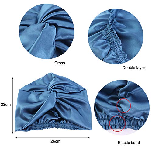 Silk Hair Bonnet Hair Wrap for Sleeping, Imitation Silk Bonnet Sleep Night Cap for Women Hair Care, Double Layer Soft Silky Head Scarf Match Strong Elastic Band Apply to Washing, Makeup, Sport Black