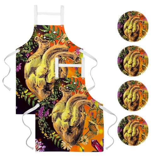 Lot de 2 tabliers de cuisine pour restaurant, bar et travail de service