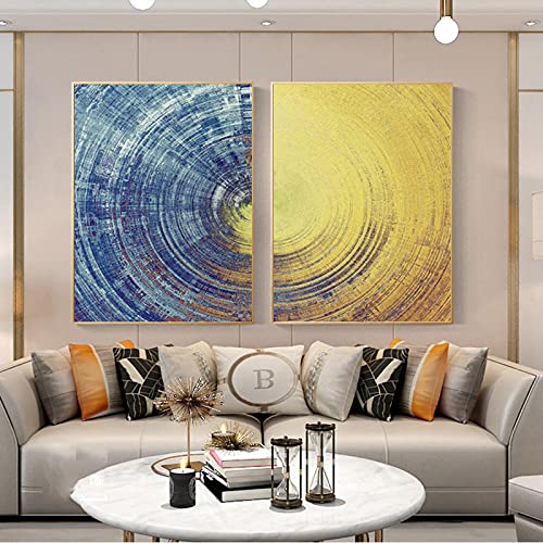 Affiches et impressions modernes cercles bleus jaunes décoration salon affiche murale 50x70