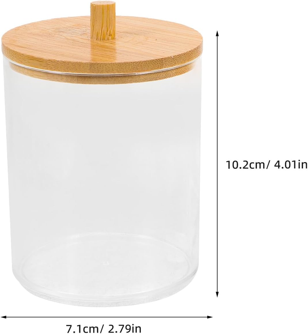 Uonlytech Lid Cotton Swab Holder and Cotton Ball Storage Jar Set Portable Bathroom Organizer Canisters for Makeup and Vanity 4pcs with Covers