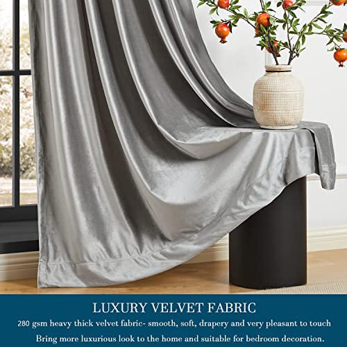 Image of PRIMROSE Light Grey Curtains 63 inch for Living Room,2 Panels Drapes Blackout Rod Pocket Back Tab Window Treatment Room Darkening Thick Decorative Curtains for Bedroom
