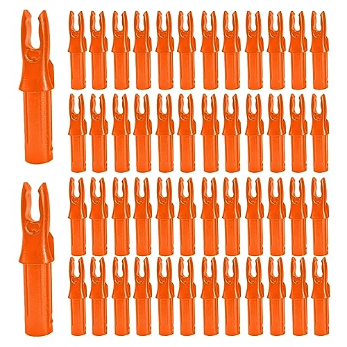 SVUPUE Encoche de la Flèche en Plastique, 50 Pièces Encoche de Flèche de tir à l'arc pour Tige de Flèche de 6,2 mm de Diamètre (Orange)