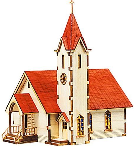 3D CHURCH WOODEN MODEL KIT HO scale 1/87 Wood Western Style Miniature Diorama