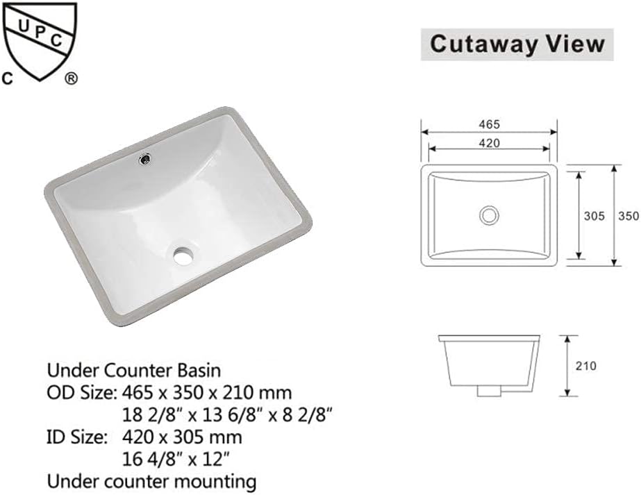 Bеѕt Quаlіtу 🔥 Undermount Bathroom Sink - Lordear 18.25'' Bathroom Sink Rectangle Deep Bowl Pure White Porcelain Ceramic Lavatory Vanity Sink Basin with Overflow Flаѕh Dеаlѕ - 40% оƒƒ Undermount Bathroom Sink - Lordear 18.25'' Bathroom Sink Rectangle Deep Bowl Pure White Porcelain Ceramic Lavatory Vanity Sink Basin with Overflow