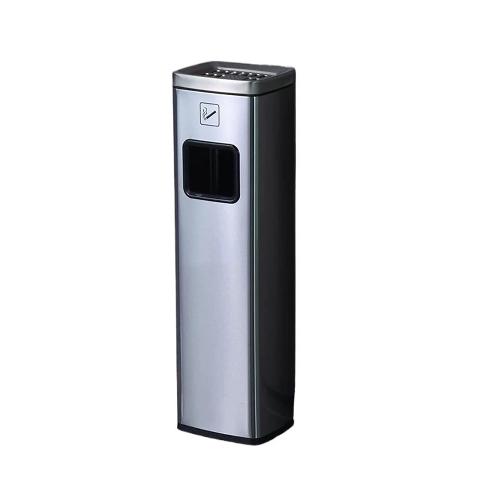 Waste Bins Hotel Stainless Steel Trash Can With Ashtray Vertical Elevator Entrance Lobby Corridor(Silver)