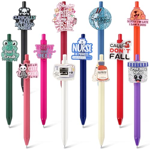 12 Pcs Funny Nurse Pens Bulk First Day of School Gifts Cute Nursing Appreciation Pens for Doctor Student Medical Assistant Teachers Supplies