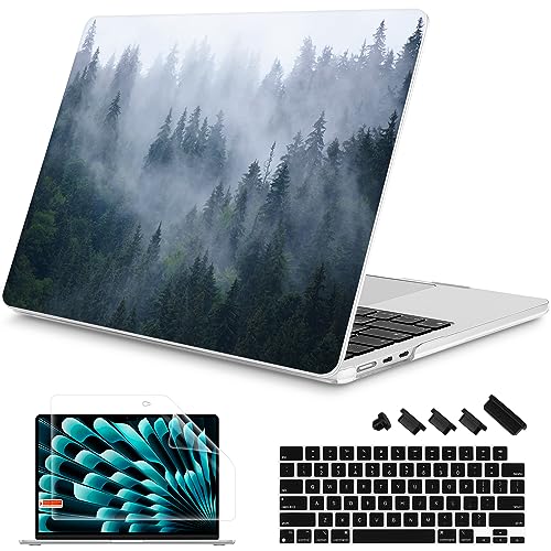 Mektron for 2026/2025/2024/2023 MacBook Air 15 INCH M5 A3448 /M4 A3241 /M3 A3114 /M2 A2941 Case, Printed Plastic Hard Shell Cover with 15.3" Liquid Retina Display Touch ID, Fir Forest by Mektron - Used condition - US$24.02