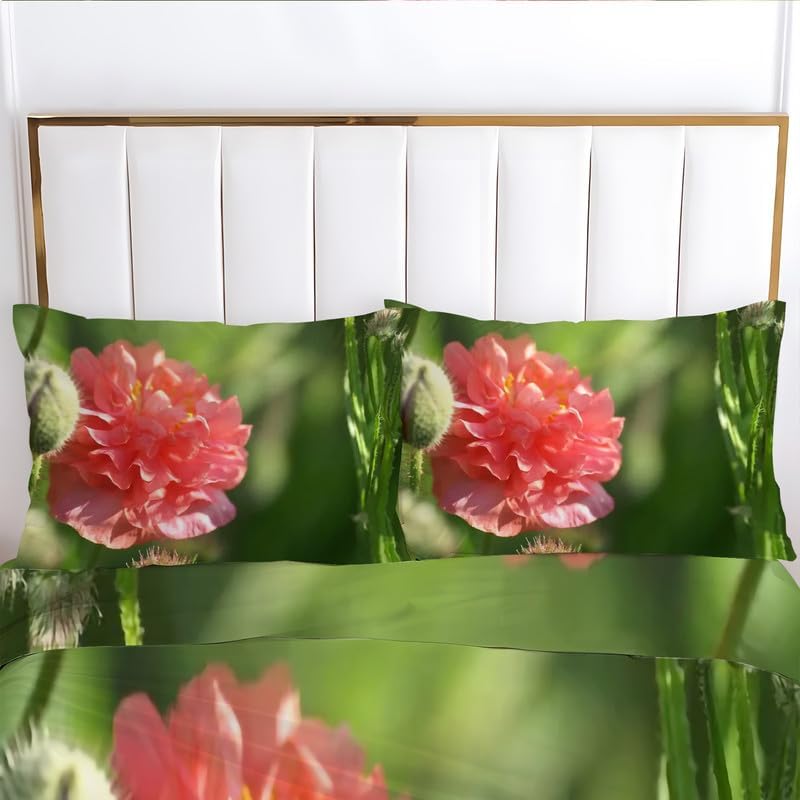 Miniatura 3 de Funda de edredón con estampado de flores, tamaño California King, funda de edredón de microfibra suave y 2 fundas de almohada de 20 x 36 pulgadas,